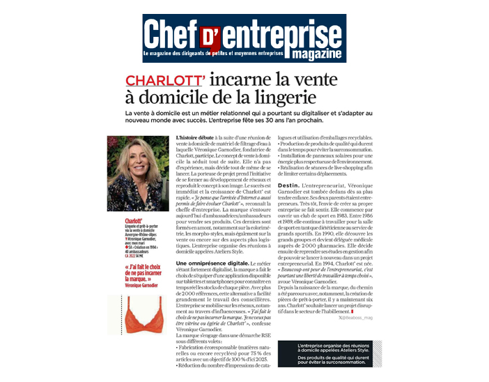 Charlott' dans Chef d'Entreprise Magazine
